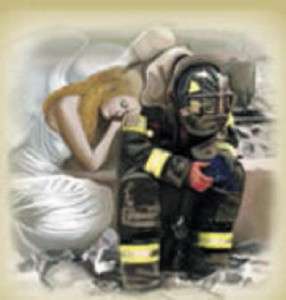 911 Angel and Firefighter Cross Stitch Pattern  