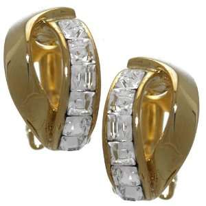  Hiba Gold Crystal Clip On earrings Jewelry