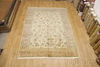   PICTORIAL 8X11 IVORY SAROUK PERSIAN ORIENTAL AREA RUG WOOL CARPET