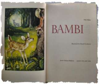 Vintage 1956 Bambi by Felix Salten HC Junior Deluxe Ed.  