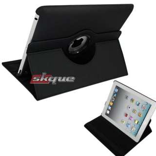   Apple Ipad 3 Case Cover Leather 360 Degree Rotating Stand Holder Black