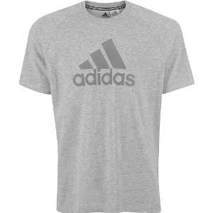  adidas AESS Logo Short Sleeve Tee Mens   Medium Grey Large 