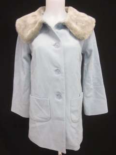 ODILLE ANTHROPOLOGIE Blue Wool Trim Jacket Coat Sz 6  