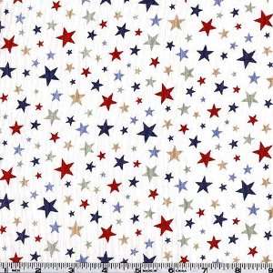  45 Wide Hip Hip Hurrah Stars White Fabric By The Yard 