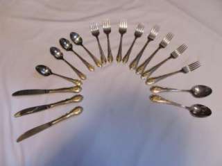 17 pc ROYAL DOULTON OLD COUNTRY ROSES SS FLATWARE GOLD ACCENTS  