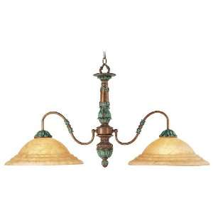   Bronze with Vintage Stone Accents Monarch 2 Light 200W Chandelier wi