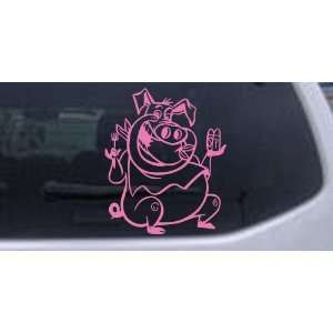 Cute Pig BBQ Animals Car Window Wall Laptop Decal Sticker    Pink 10in 