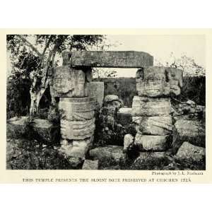 1925 Print Temple Chichen Itza Post Lintel Nusbaum Mexico Yucatan Maya 