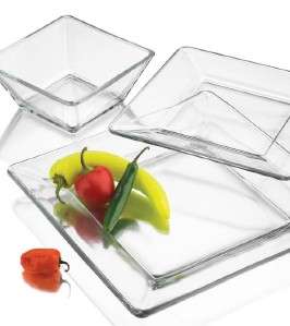 Libbey Glass Tempo 12pc Clear Square Dinnerware Set  