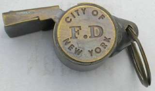 Brass NYFD New York Fire Fireman Firefighter Whistle  
