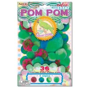  Eeboo 36 Piece Pom Pom Craft Kit   Parrot Colors: Toys 