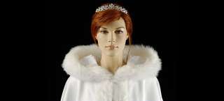 NEW WHITE WEDDING BRIDAL PAGEANT CHRISTMAS HOLIDAY CAPE CLOAK DUCHESS 