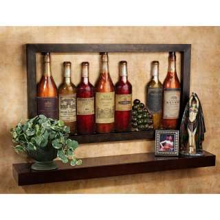 Classic Vintage Antiqued Wine Bottles Metal Wall Sculpture Bar 