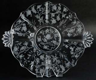 Fostoria Baroque Cake Plate Etched Crystal Chintz VTG  
