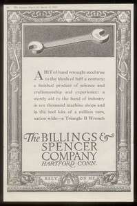 1920 Billings & Spencer tools wrench vintage print ad  