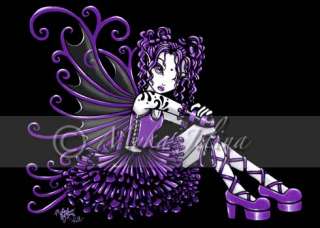 Gothic Purple Ruffle Tattoo Fairy OOAK ACEO Fae Kelly  