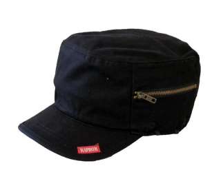 Unisex Cadet Cap Hat Black Military Special Operations Zipper Pocket 