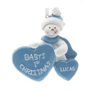   Babys 1st Christmas with Heart Boy Christmas Ornament: Home & Kitchen