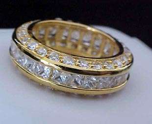   ROW Pave & Channel ETERNITY Band Gold over Sterling RING Sz5  