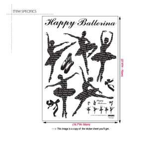 HAPPY BALLERINAS   Home Decor Wall Sticker Vinyl Decal  