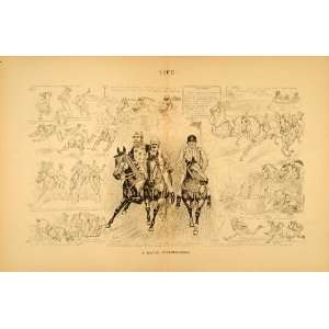  1885 Print Steeplechase Horse Racing Cartoon Life Funny 