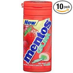 Mentos Gum   Red Fruit Lime, 15 Piece (Pack of 10)