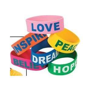  Jumbo Rubber Sayings Bracelets (12 Pack)   Message 