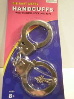 Real Metal Kids Chrome Police HAND CUFFS w/Keys Handcuff Handcuffs New 