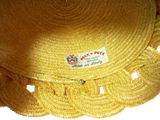 Vintage Woven Straw Bowl Hat Peck & Peck 1950S  