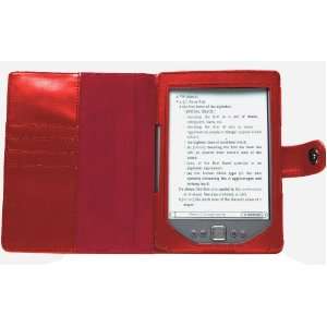  Navitech Red Leather Flip Open Book Style Carry Case / Cover 