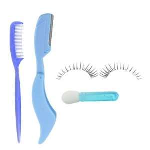   Curly Fake Eyelashes Blue Eyebrow Trimmer Purple Comb Set Beauty