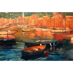  Philip Craig: 36W by 24H : Anchored Boats   Portofino 