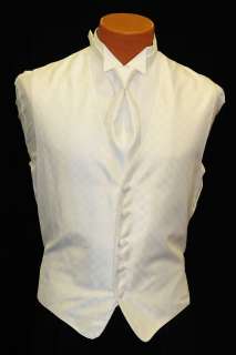 Mens White Tuxedo Vest/Tie Set   All Sizes  
