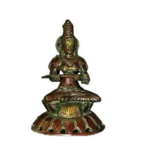  Goddess Parvati Uma Hindu Mother Goddess Seated Murti Brass Statue 