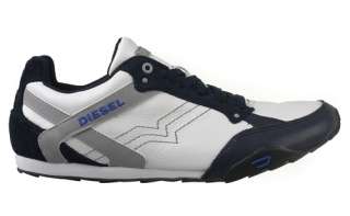 Diesel Mens Shoes Eagle Loop White and Blue Night Sneakers H1340 