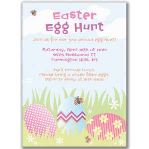 Easter Eggs Invitations Birthday Party Egg Hunt Kids  