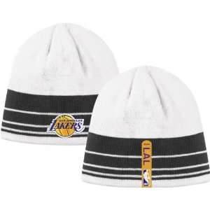  Los Angeles Lakers Striped White Knit Hat Sports 