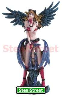 Red Fairy With Angel Wings And Dragon Figurine  