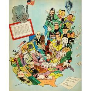  1939 Print Economy Lodge Martin Cartoon United States Map 