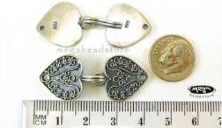 Heart 925 Bali Sterling Silver Hook Clasp Handmade T65  