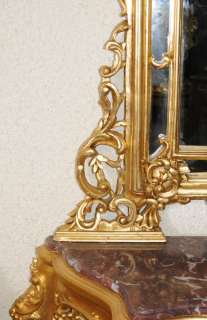 Ornate French Rococo Console Table Mirror Set  