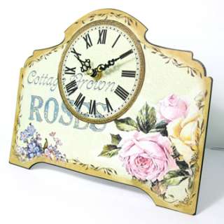   Roses and Flowers Painting Home Decor Metal Desk Table Clock  