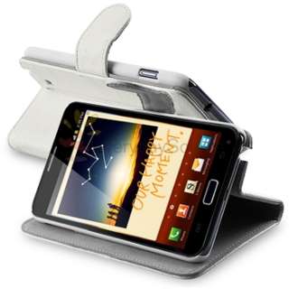 New White Flip Leather Case Cover with Stand For Samsung Galaxy Note 