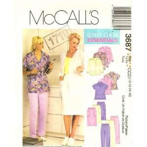  McCalls 3687 Sewing Pattern Nurses Scrubs Uniform Size 10 