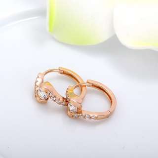 Chic 18K Rose Gold Filled Noble Womens Zircon Earrings E054  