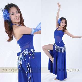 New Belly Dance Costume 3Pics Top Pants with Belt  