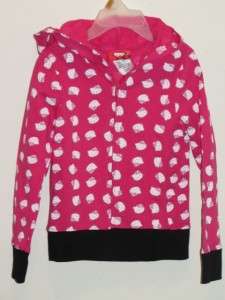 New Girls HELLO KITTY Light Weight Pink w/ Black Hoodie Sweater 