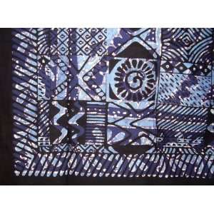 Overprint Batik Tapestry Spread Beach Picnic Blue Twin  