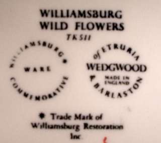 WEDGWOOD china WILLIAMSBURG WILD FLOWERS pattern # TK511 Cup & Saucer 