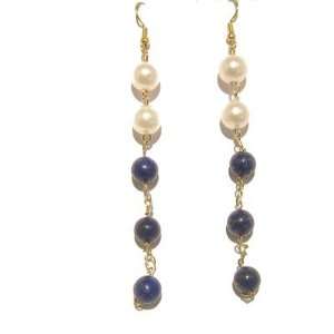  Lapis Earrings 08 Blue Lazuli Stone Crystal Healing White 
